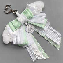 1pc Polka Dot Ribbon Bow Bag Charm, Anime Cosplay Concert Convention Lolita Ita Bag Accessory, Lace Star Tulle Plush Wings Heart Buckle Handmade Idol Fan Decoration, Landmine Style - A - View 10