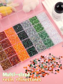 28 Grids Halloween Flatback Rhinestones Kit, Goth Nail Art Charms, DIY Embellishments For Manicure, Water Bottles, Phone Cases & Costume Decor - Orange - View 3