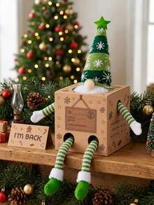 1 Set Christmas Elf Arrival Box With Place Card (Elf Not Included), Christmas Elf Paper Box, Christmas Gift, Christmas Little Angel First Day Surprise Box, Christmas Elf Scene Party Supplies, Christmas Decorations, Elf Props, Christmas Home Decor - Multicolor - View 5