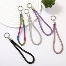 Mobile Phone Hanging Rope Light Luxury Full Diamond Keychain Pendant Luggage Diamond Chain DIY Hanging Decoration Short Wrist Rope Anti Loss - Multicolor - View 5
