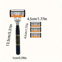 Men's Manual Shaving Razor With 6 Blade Design, Anti-Slip Handle, Replaceable Razor Heads, Portable Manual Razor For Daily Home And Travel Grooming - Multicolor - View 9