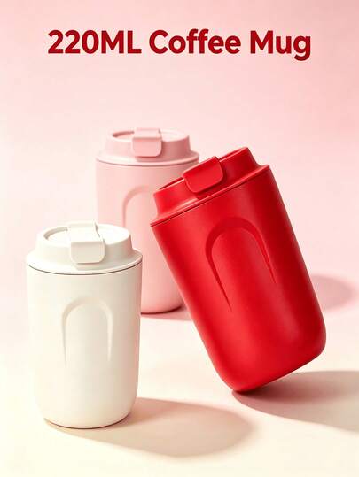 1 Piece Of Elegant And Minimalist Mini Insulated Coffee Cup Made Of Stainless Steel, A Reusable Coffee Cup With A Flip-Top Lid For Insulation, Leak-Proof And Heat-Resistant, Suitable For Camping, Parties, Family, Office, Outdoor Activities, School, Holiday Gifts, Birthday Gifts.