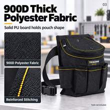 TKIGZNW A007 1Pc Covered Tool Waist Carrier Lightweight 0.25KG Solid Shaping Base Multi Compartment Storage Belt Pouch For DIY Handyman - Black - View 4