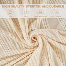 3-Piece Jacquard Sofa Cover Set, Elastic Sofa Covers, Machine Washable, Suitable For All Seasons - Beige - View 4