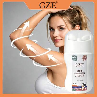 Krim Pengencang Lengan GZE dengan Pijat Roller, Losion Pelembap Tubuh, Menghaluskan Tekstur Kulit Lengan, Losion Perawatan Tubuh Harian, 100g/3,53oz