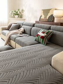 1pc Solid Color Fleece Material Elastic Sofa Cover, Pet-Friendly Anti-Dirt Anti-Scratch All-Season Use, Machine Washable Non-Fading, Suitable For 2-4 Seater L-Shaped Sofa Backrest Cover - Dark Grey - View 9