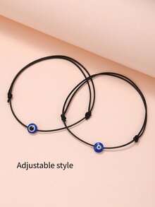 RINTOLER 2pcs Minimalist Creative Eye-Shaped Beaded Couple Bracelets, Random Style - ZJ7768-2 Pieces Black Eye Bracelet - View 8