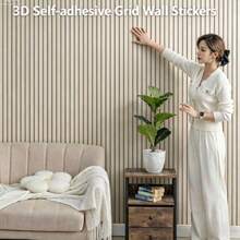 1/8/16pcs Sound-Insulating Wood Lattice Self-Adhesive Wall Sticker, Waterproof PVC Decorative Film, Textured Sound-Absorbing Wall Sticker, Multi-Purpose For Living Room And Bedroom Walls, Cabinet Drawer Liners, Desktops, Shelves - Grille Wood Grain 2 - View 2