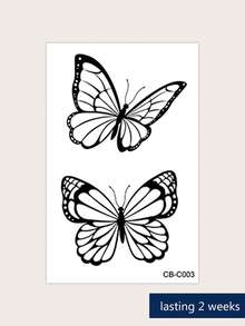 1pc Herbal Juice Semi-Permanent Magic Tattoo Sticker, Minimalist Fashion Butterfly Design, Long-Lasting 14 Days, Non-Fading, Non-Reflective, Temporary Tattoo Sticker For Arm, Shoulder, Neck, Collarbone, Leg And Body - Blue - View 11