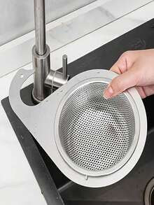 1pc Stainless Steel Sink Filter Basket Detachable Gooseneck Storage Drain Basket Kitchen Hanging Drain Rack - Multicolor - View 2