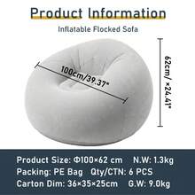 1pc Portable Inflatable Lazy Sofa, Waterproof Outdoor Air Bean Bag Chair, Lightweight Blow Up Lounger For Camping, Beach, Backyard & Indoor Rest - Multicolor - View 3