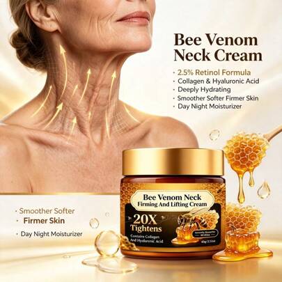 SEPK Bee Venom Instant Firming Neck Cream,Enriched With Hyaluronic Acid, Lifts Neck Skin. Suitable For All Skin Types, For Day And Night Use. Refreshing And Easily, Firming, Deep Hydration