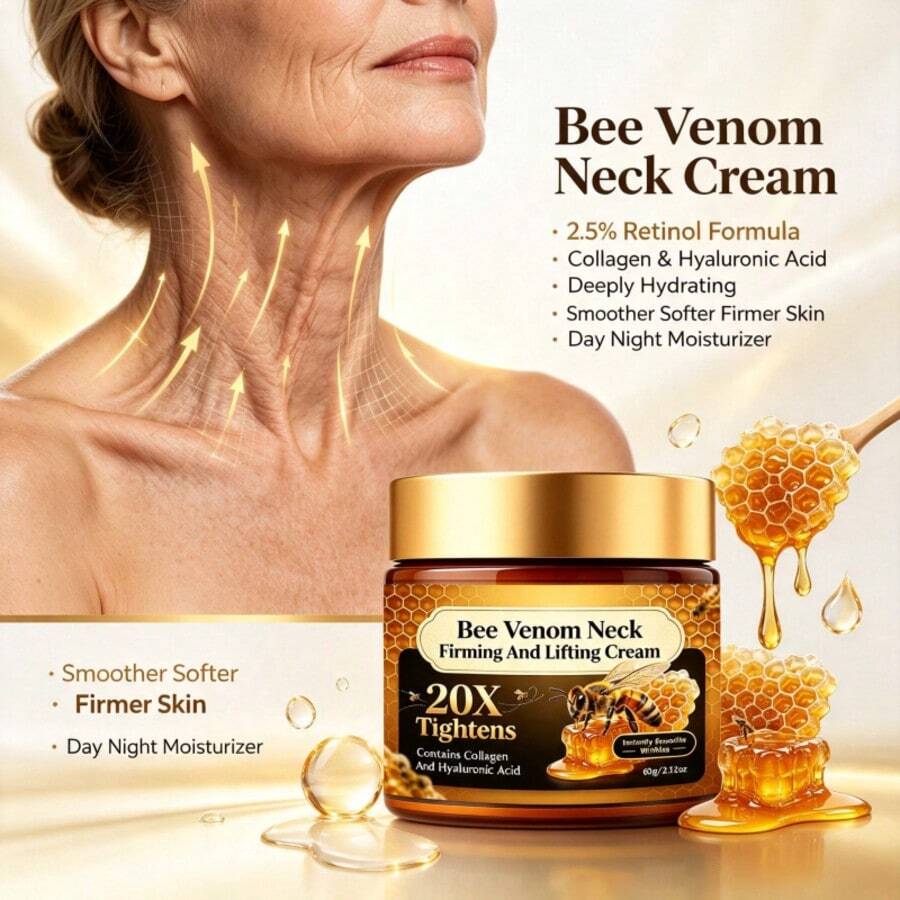SEPK Bee Venom Instant Firming Neck Cream,Enriched With Hyaluronic Acid, Lifts Neck Skin. Suitable For All Skin Types, For Day And Night Use. Refreshing And Easily, Firming, Deep Hydration - Collagen - View 1