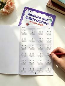 Libro de práctica de 1000 sumas y restas, cuaderno de aprendizaje de matemáticas, 32 páginas, entrenamiento de cálculo rápido de matemáticas para niños, libro de práctica de matemáticas elementales, material de educación en el hogar, suministros de enseñanza para el hogar y la escuela, esencial para el maestro, regalo de aprendizaje, regalo de Navidad/regalo de cumpleaños - Multicolor - Ver 4