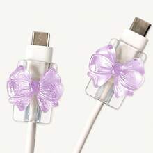 Transparent Bow Universal Lightning (5-14) Type-C Cable Protector - Durable, Break-Resistant, Fashionable Phone Accessory Design - Plastic Cable Protector With Cute Bow Decoration, Charging Cable Protector - Multicolor - View 11