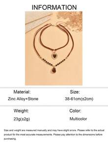 2pcs/Set Vintage Marrone Color Brown Velvet Rope Necklace With Brown Baroque And Heart Pendant, Fashionable Versatile Women's Neck Jewelry Suitable For Daily Casual, Dating, Vacation And Party Wear - Multicolor - View 5