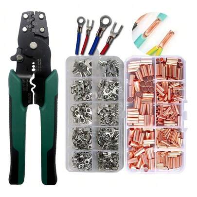 Multi-Functional Mini Electric Terminal Crimping Pliers With Wire Stripping & Cutting Functions, Manual Crimping Tool, Assorted Connector Kit, Men's Tool