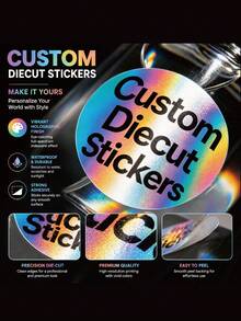 19/49/99/299pcs Custom 1-3.5inch Holographic Circle Labels For Business Logo - Personalized Waterproof Round Stickers For Jars, Candles, Products And Businesses, Custom Stickers Label - Personalized Labels For Business Logo, Customized Sticker Label - Circle-holographic - View 5