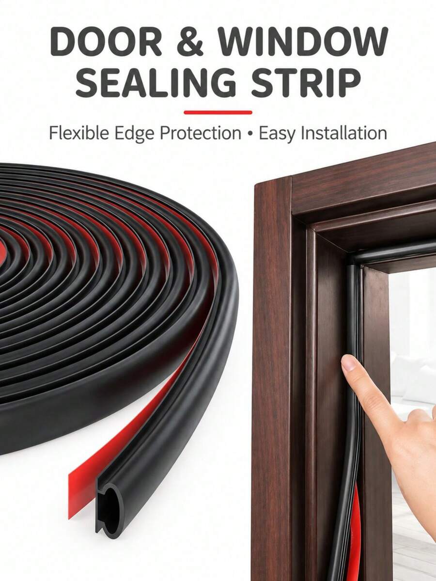 Self Adhesive Door Window Sealing Strip, Weather Stripping Noise Reduction Draft Stopper, Waterproof Dustproof Sound Insulation Rubber Seal For Door Frame Window Gap - Multicolor - View 1