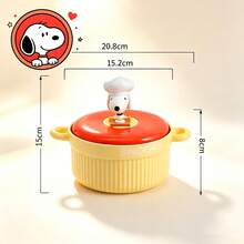 4-Inch Snoopy Airtight Food Storage Container, Cute Cartoon Ceramic Bowl With Lid, Microwave - Multicolor - View 16