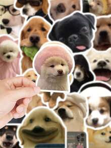 50pcs Funny Dog Meme Stickers PVC Gift Cartoon Decoration Scrapbook Laptop Luggage Guitar Water Cup Phone Case DIY Decal - Funny Dog - View 3