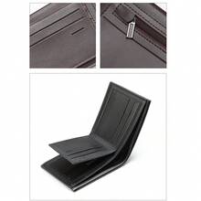 Business Style Men's Wallet With Multiple Card Slots For ID, Bank Cards, Transit Cards, Built-In Zipper Coin Pocket For Coins And Cash, Classic PU Lychee Texture Short Bifold Wallet With Large Capacity Bill Compartment, Black, Christmas And Thanksgiving Gift For Boyfriend And Father - Multicolor - View 9