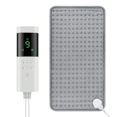 Hailicare Almohadilla térmica eléctrica para el dolor de espalda y menstrual, 9 niveles de calor, 4 ajustes de temporizador, 11,8 x 23,6 pulgadas, suave, almohadilla térmica para abdomen, hombros, rodillas y piernas, lavable a máquina, apagado automático.