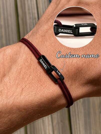 Customizable Couple Bracelets With Name Engraving, 2 Styles – Unisex Adjustable Knot Friendship Bracelets, Perfect Personalized Gift For Christmas, Valentine's Day, Anniversary And Family Love