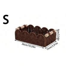 1個藤編籃附木製手柄與紙繩，多用途收納籃，適用於廚房、浴室、臥室、客廳、宿舍與辦公室，適合檯面、層架、梳妝台，時尚居家與農舍風裝飾 - 棕色 - 查看 11