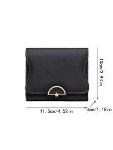Women's Short Wallet, Korean Style Foldable Zipper Multi-Function Card Holder Coin Purse, Storage Wallet, Handheld Small Bag, Christmas Wallet, Valentine's Day Gift, All Season - Black - View 4