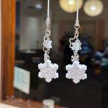 1Pc Christmas Snowflake Pendant Keychain, Mobile Phone Chain - A Christmas Gift For Best Friends - Multicolor - View 3