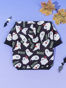 LUCKIE PAW 1pc Halloween Ghost Funny Pattern Pet Sweatshirt, Physical Anti-Flea, Reduce Shedding, Warm And Breathable Dog Vest, Suitable For Small And Large Dogs And Cats, Indoor And Outdoor - Black - View 6