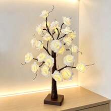 1PC/2pcs LED White Rose Tree Light 60CM 24 Warm Lights USB And AA Battery Dual Power Supply Holiday Home Dorm Party Desktop Night Light - Warm white light - View 13
