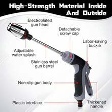 1pc Portable Handheld High‑Pressure Car Wash Spray Gun With Alloy Long Extension Rod And Non‑Slip Handle, Multi‑Use Water Sprayer Nozzle For Car Exterior Washing, Garden Watering, Patio Rinsing And Household Outdoor Surface Cleaning - View 7