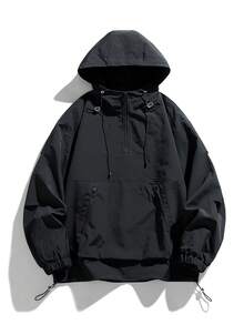 NBCT Women's Urban Casual Minimalist Utility Half-Zip Pullover Functional Jacket, Versatile Lightweight Outdoor Coat For Daily Wear, Camping And Hiking - Black - View 2
