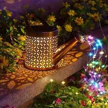 Solar Powered Watering Can String Lights, Metal Garden Decor Watering Can Light, Outdoor Creative Lighting, Waterproof Hanging Light, Landscape LED Garden Lawn Decoration, Solar Garden Light, Yard Decoration Light, Suitable For Outdoor Path, Lawn, Yard And Pathway Lighting - Multicolor - View 9