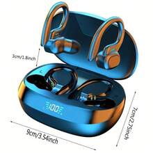 LIFEBEE Wireless Earbuds, Suitable For Running & Fitness, In-Ear Wireless Headphones With Noise Cancelling Mic, Sports Earphones, Ear Hook Design, Stereo In-Ear Headset With LED Display And Charging Case - Hitam - View 9