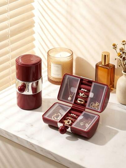 1PC Compact Cylindrical Jewelry Storage Box, Portable Earring, Stud, Necklace, Bracelet, Ring And Pendant Storage Box, New Luxury Jewelry Storage Travel Box Large Capacity Storage Earring Stud Necklace Bracelet Ring High-End Exquisite Storage Box, Christmas Stocking Stuffer Gift