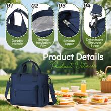 Insulated Lunch Tote Bag, Multi-Layer Thermal Lunch Box Cooler Handbag, Large Capacity Lunch Bag - Keeps Food Warm And Fresh For Long Periods, Durable Shoulder Strap For Easy Carrying, Perfect For Work, School Or Outdoor Activities, Multiple Colors Available - Multicolor - View 5
