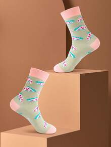 1 par de calcetines de media pantorrilla, set de regalo unisex en caja, calcetines de pizza suaves y cómodos, diseño creativo inspirado en comida caprichosa, adecuado para Halloween/Navidad/Oktoberfest/Día del Maestro/Día de los Muertos/Regreso a la Escuela/Año Nuevo/Acción de Gracias/Día de San Valentín/Reuniones Familiares/Fiestas, regalos de vacaciones, calcetines para uso diario casual/salidas a fiestas/esquí/correr/fitness, calcetines de moda divertidos y coloridos para todas las estaciones, regalo perfecto de Navidad e ideal regalo de cumpleaños - Multicolor - Ver 5