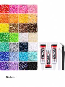 Flat Back Rhinestone Set, Multi-Color Handmade Gemstone Set. Suitable For DIY, Clothing, Shoes Sparkling Jewelry - Mixed Color Tones, Rhinestone Set Glue Craft Book Fabric Decoration Nail Art - Multicolor - View 16