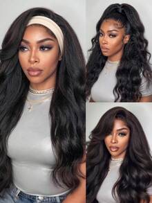 ARABELLA Kinky Body Wave 3合1半假髮 100%真髮抽繩式半假髮 彈性貼合 自然髮線 無縫融合 免膠半假髮 自然色 自然外觀 初學者友善 - SNatural - 查看 2