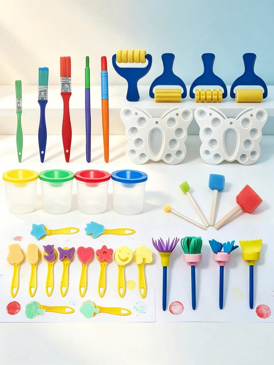 35 Pcs Paint Sponge Brush Sets, Sponge Stamp,Sponge Art Tool Set, DIY ...