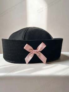 1pc New Bowknot Japanese Navy Style Outdoor Cute Sun Protection Hat Women's Summer Sunshade Sailor Cap Large Head Circumference Octagonal Beret - Multicolor - View 8