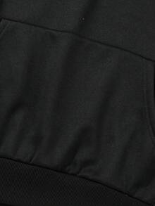 Men's Minimalist Black Sweatshirt Sweatshirt Set, Loose Drop Shoulder Pullover Sweatshirt With Draped Wide Leg Pants, 2-Piece Set - Black - View 7