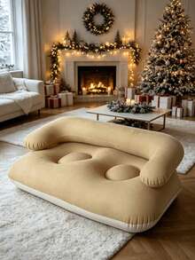 1pc U-Shaped Portable Inflatable Outdoor Leisure Chair, Flocked Soft Comfortable Slouchy Sofa Chair, Breathable PVC, Modern Lightweight Compact Foldable Inflatable Outdoor Sofa, Suitable For Autumn/Winter, 2-Person Use For Living Room, Balcony, Camping - Multicolor - View 18
