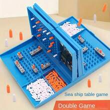 1pc-Sea Battle Chess 2-Player Strategy Board Game - Logical Thinking Battleship Combat Toy - Interactive Casual Party Educational Battle Game (Random Packaging Style) - Multicolor - View 1