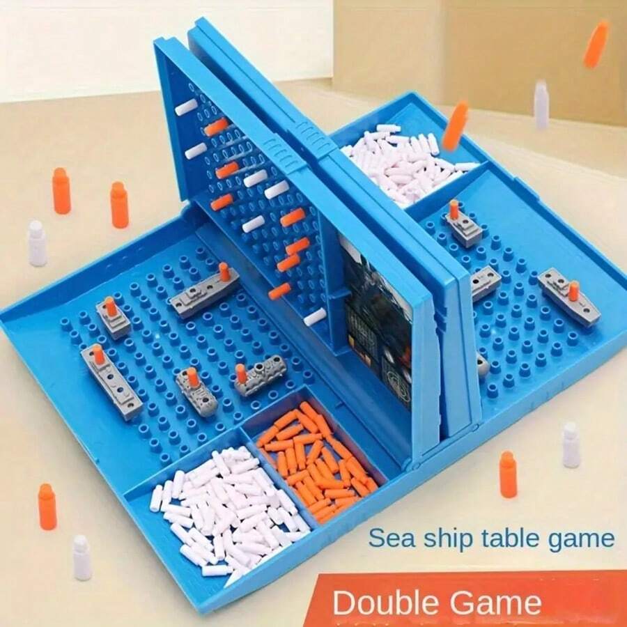 1pc-Sea Battle Chess 2-Player Strategy Board Game - Logical Thinking Battleship Combat Toy - Interactive Casual Party Educational Battle Game (Random Packaging Style) - Multicolor - View 1