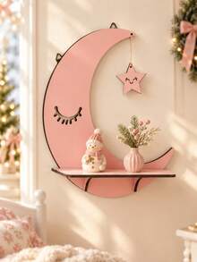 1pc Moon Star Hanging Storage Rack Cute Girl Heart Pink Wall Hanging Storage Rack Christmas Small Ornament Rack Home Decoration Suitable For Wall Hanging Decorative Gifts - Multicolor D - View 5