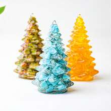 Crystal Crushed Stone Holiday Tree Decor Ornament, Resin Drip Holiday Theme Desktop Display, Holiday Atmosphere Mini Resin Crystal Tree, Christmas Eve Scene Decoration, Home Soft Decor Accessory, Holiday Creative Gift - Multicolor - View 2
